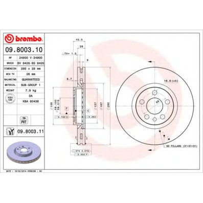 Kočioni disk BREMBO 09.8003.10