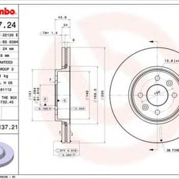 Kočioni disk BREMBO 09.8137.21