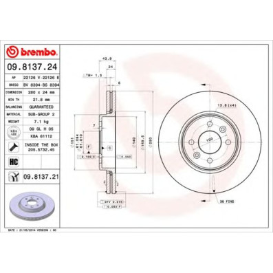 Kočioni disk BREMBO 09.8137.21