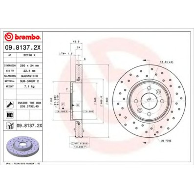 Kočioni disk BREMBO 09.8137.2X