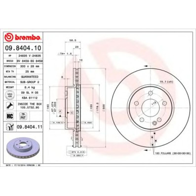 Kočioni disk BREMBO 09.8404.10