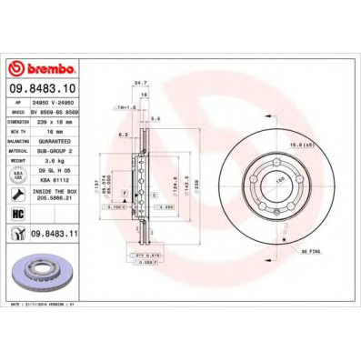 Kočioni disk BREMBO 09.8483.10