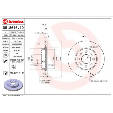 Kočioni disk BREMBO 09.8616.10