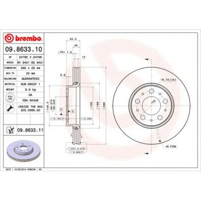 Kočioni disk BREMBO 09.8633.10