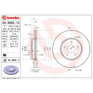 Kočioni disk BREMBO 09.8665.10
