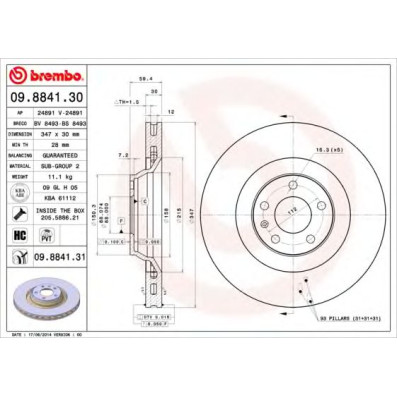 Kočioni disk BREMBO 09.8841.30