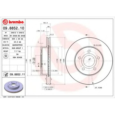 Kočioni disk BREMBO 09.8852.10