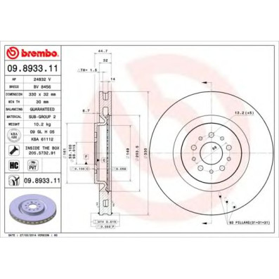 Kočioni disk BREMBO 09.8933.11