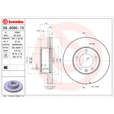 Kočioni disk BREMBO 09.9080.10