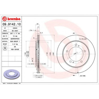 Kočioni disk Brembo 09.9142.10
