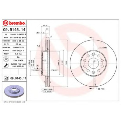 Kočioni disk BREMBO 09.9145.14