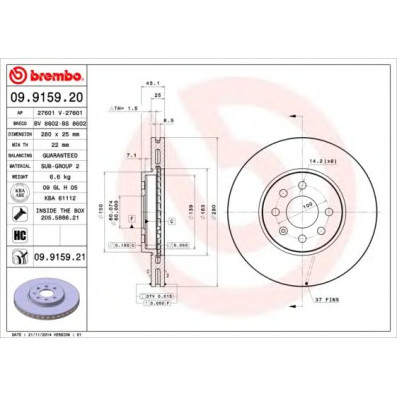 Kočioni disk BREMBO 09.9159.20