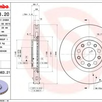 Kočioni disk BREMBO 09.9363.21