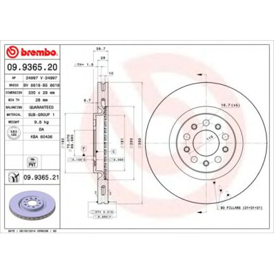 Kočioni disk BREMBO 09.9365.21
