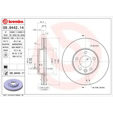 Kočioni disk BREMBO 09.9442.11