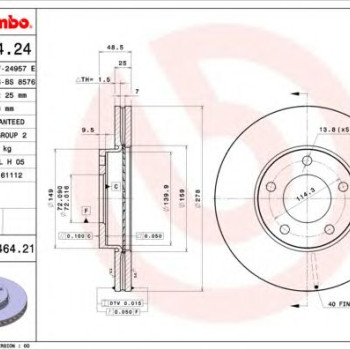 Kočioni disk BREMBO 09.9464.21