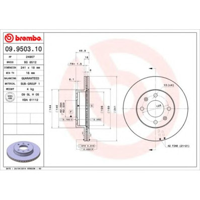 Kočioni disk BREMBO 09.9503.10