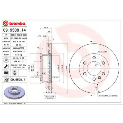 Kočioni disk BREMBO 09.9508.14