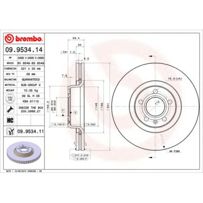 Kočioni disk BREMBO 09.9534.11