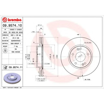 Kočioni disk BREMBO 09.9574.11
