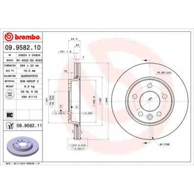 Kočioni disk BREMBO 09.9582.10