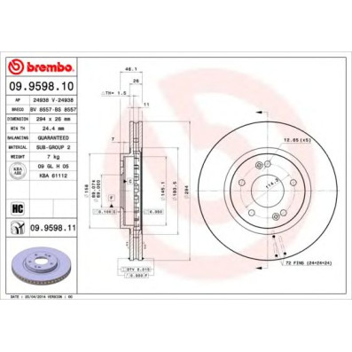 Kočioni disk BREMBO 09.9598.10