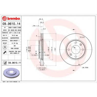 Kočioni disk BREMBO 09.9610.14