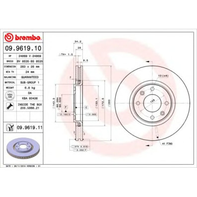 Kočioni disk BREMBO 09.9619.10