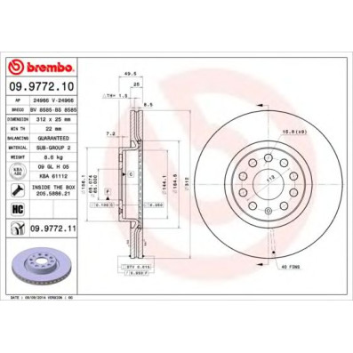 Kočioni disk BREMBO 09.9772.10