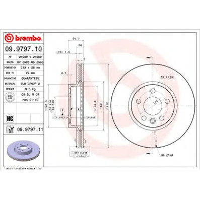 Kočioni disk BREMBO 09.9797.10