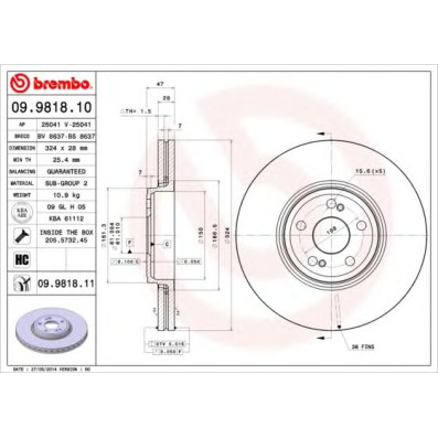 Kočioni disk BREMBO 09.9818.11