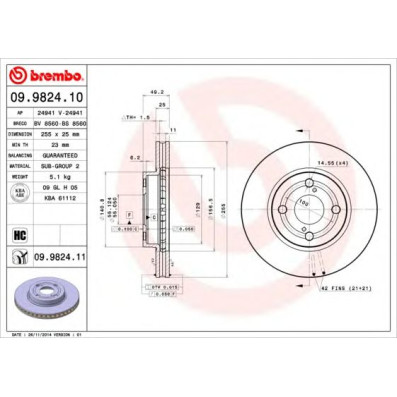 Kočioni disk BREMBO 09.9824.10