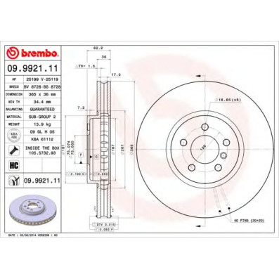 Kočioni disk BREMBO 09.9921.11