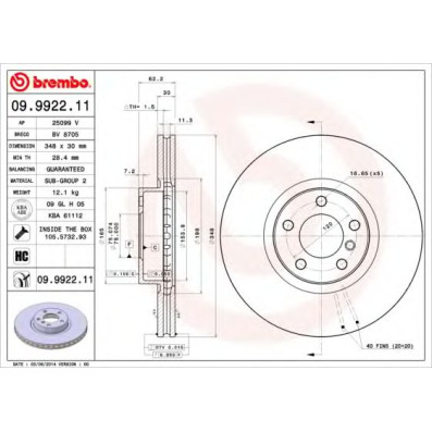 Kočioni disk BREMBO 09.9922.11