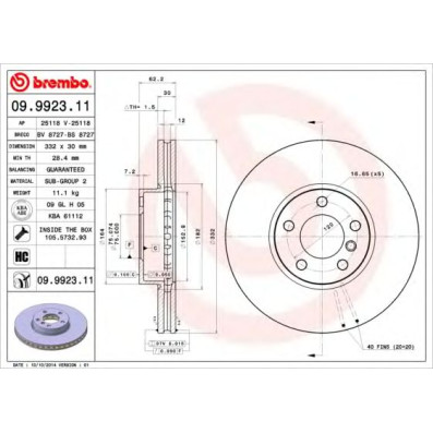 Kočioni disk BREMBO 09.9923.11