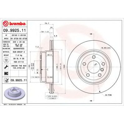 Kočioni disk BREMBO 09.9925.11