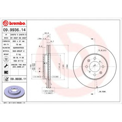 Kočioni disk BREMBO 09.9936.14