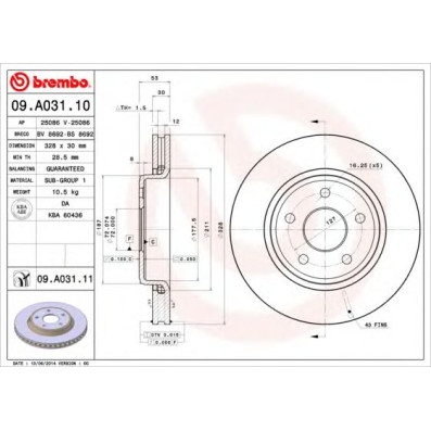 Kočioni disk BREMBO 09.A031.10