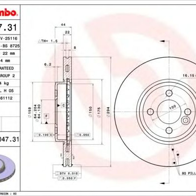 Kočioni disk BREMBO 09.A047.31
