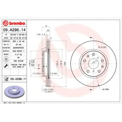 Kočioni disk BREMBO 09.A296.14