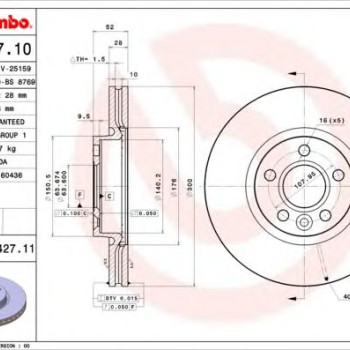 Kočioni disk BREMBO 09.A427.11
