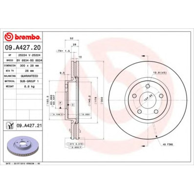 Kočioni disk BREMBO 09.A427.21