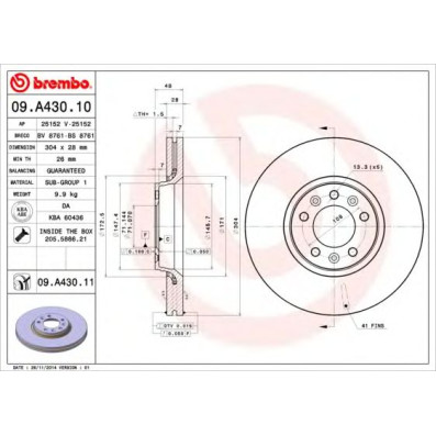 Kočioni disk BREMBO 09.A430.10