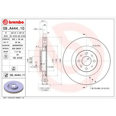 Kočioni disk BREMBO 09.A444.10