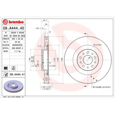 Kočioni disk BREMBO 09.A444.40