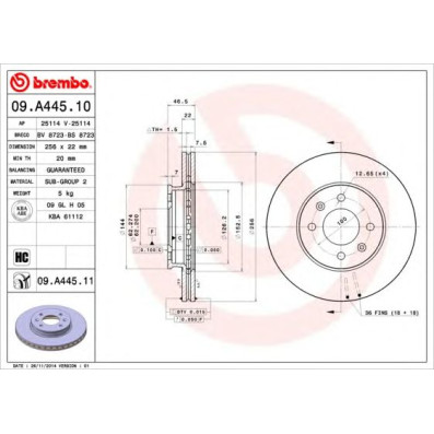 Kočioni disk BREMBO 09.A445.10