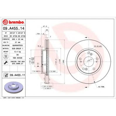 Kočioni disk BREMBO 09.A455.14