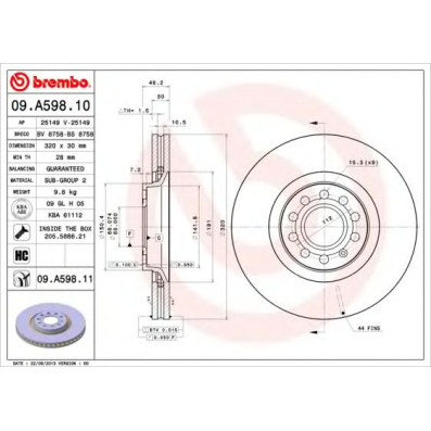 Kočioni disk BREMBO 09.A598.11
