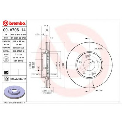 Kočioni disk Brembo 09.A706.14