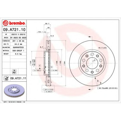 Kočioni disk BREMBO 09.A721.11